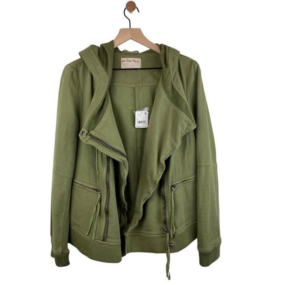 NWT Free People Carmen Moto Jacket Olive Large - Picture 2 of 12